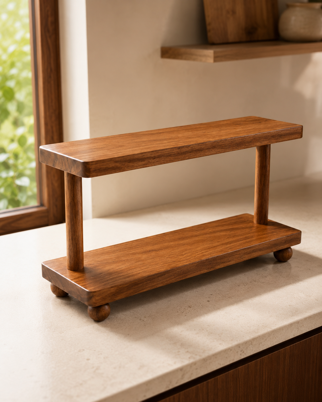 2-Tier Wooden Spice Rack / Countertop Organizer — handcrafted wooden kitchenware