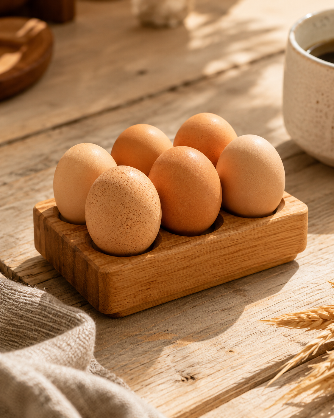Egg Holder Rack (6 Holes) — handcrafted wooden kitchenware