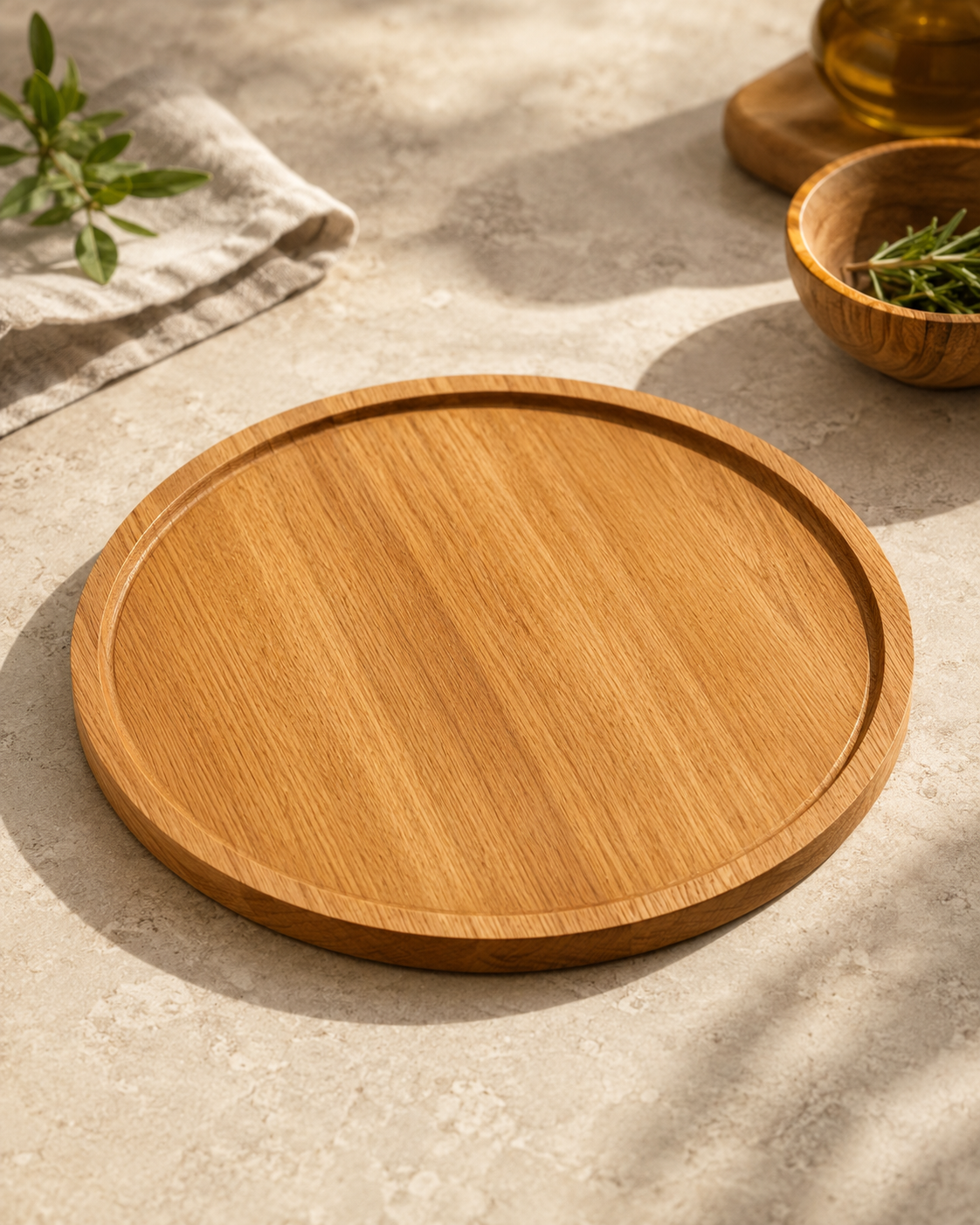 Round Serving Plate — handcrafted wooden kitchenware